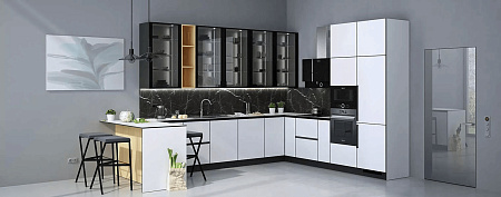 Кухня на заказ KBS-4 с барной стойкой